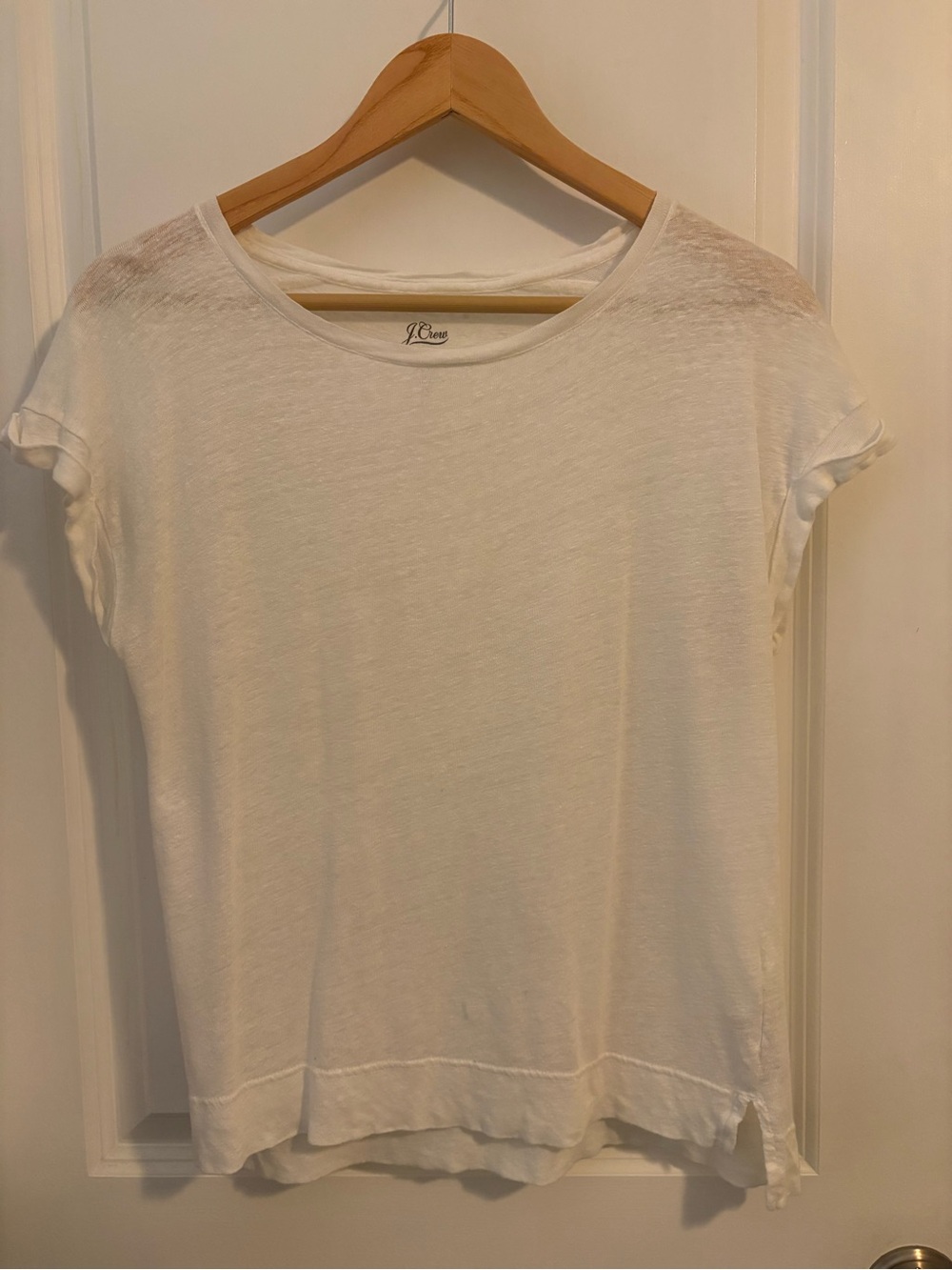 J. Crew White Lightweight Linen Slub Tee in White, Small